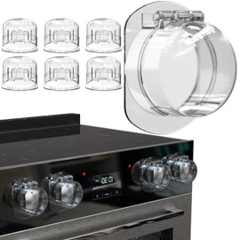 Child Safety Cooker Knobs [Pack of 6] - Cooker Knob Child Lock Transparent, Cooker Child Lock Buttons up to Diameter 50 mm, Cooker Protection Children, Oven Child Lock, Please Measure Dimensions