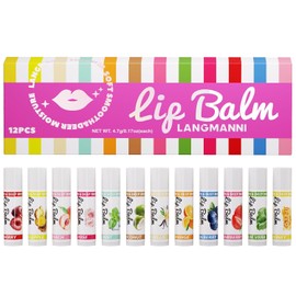 Juego de bálsamo labial natural de 12 sabores, paquete variado de cuidado labial hidratante con cereza, coco, aloe vera, miel y más – Hidratante labial orgánico para labios secos y agrietados, seguro