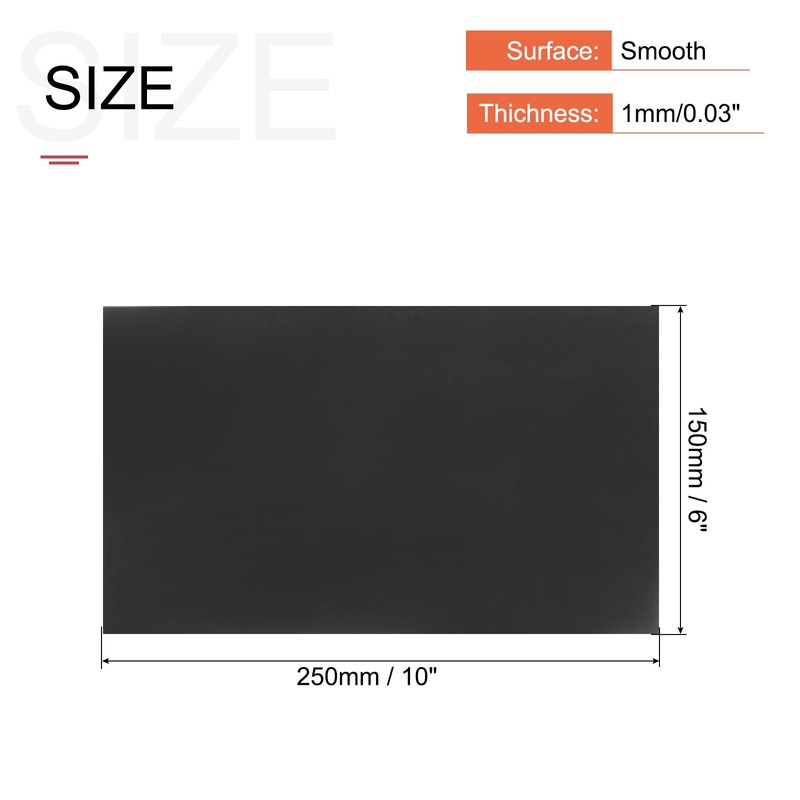 sourcing map Black ABS Plastic Sheet 10 x 6 x