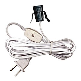 National Artcraft® 6' Heavy-Duty Lamp Cord Set with Clip-in Socket, Switch and Plug - White (Pkg/1)