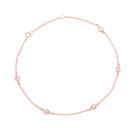 Gift from New York 1.5ct Silver 925 Bazel by the Yard Anklet, One size, Silver Metal, Created Diamond