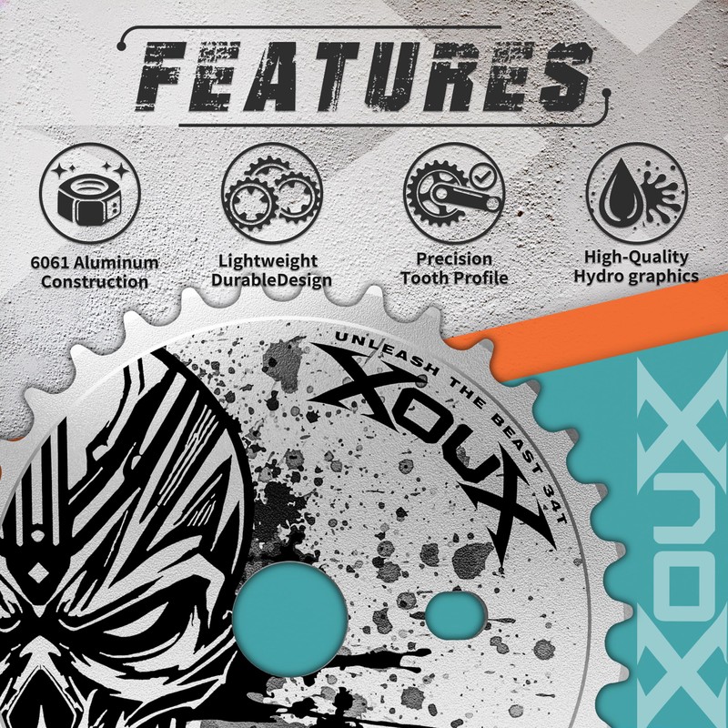 XOUX RAVEN 3/32" Alloy Chainring for One-Piece Crank – 52T