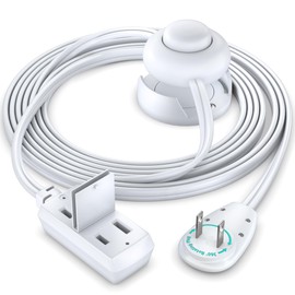 Maximm Extension Cord with On/Off Switch and Cradle, 2-Prong Flat Plug, 16 AWG, UL Certified, White – 6 Feet – Easy Foot-Controlled Power for Indoor Use