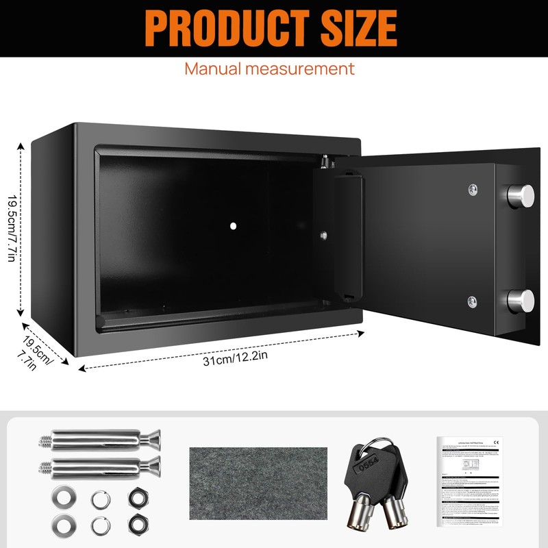 Digital Safe Box 8.5 Litre Large 20x31x20cm with 2 Backup