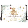 AIBIIN 7x5ft Bear 1st Birthday Backdrop We Can Bearly Believe