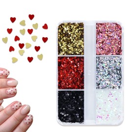 FsGrg Heart Shape Sequin Nail Decoration Laser Sequins Nail Glitter Nail Glitter Nail Accessories 1mm 6 Colors