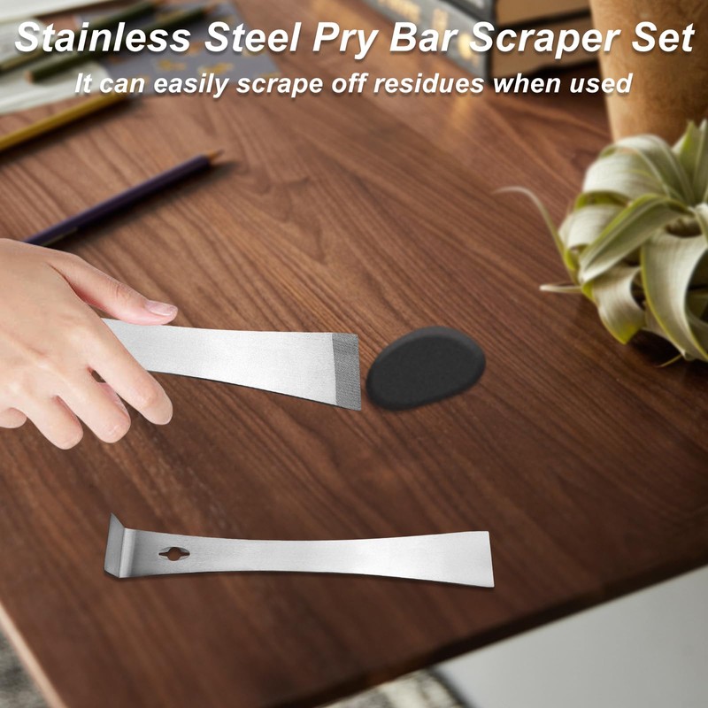 Stainless Steel Pry Bar Scraper Set, 2 Sizes: 9.25" and