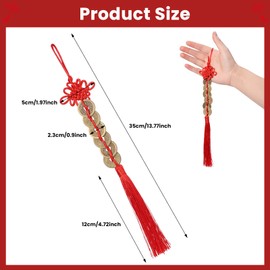 EORTA 5 Pieces Chinese Knot Tassel Red Charm Talisman with Ancient Feng Shui Lucky Coins Chinese New Year Decor Hanging Vintage Ornament Car Pendant for Good Fortune, Protection, Health and Prosperity