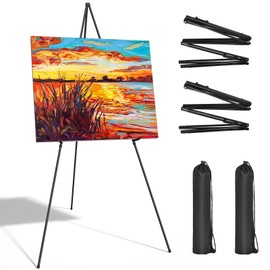 SunyesYoon Display Black Easel Stands - 63" Artist Instant Tripod Collapsible Portable Floor Easels - Adjustable Art Poster Easy Folding Metal Stand for Display Show, Wedding, Painting - 2pack