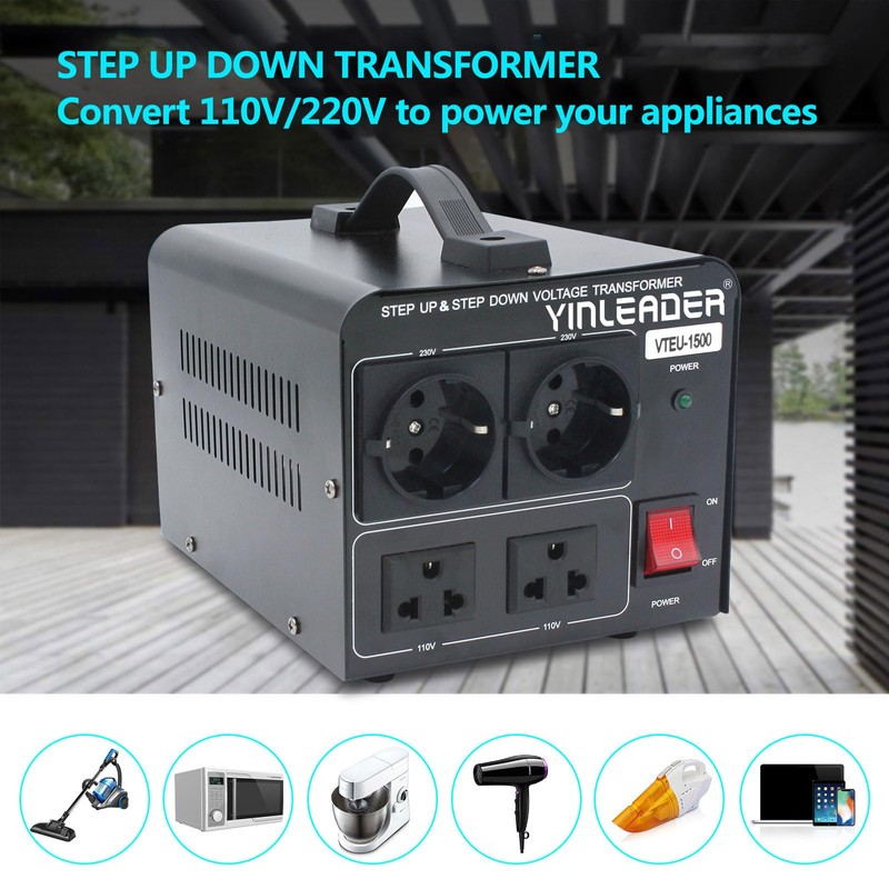 Yinleader 110V to 220V Voltage Converter Transformer Step Up/Down 120V