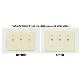 OVERSIZED 3 Gang Toggle Metal Light Switch Plate - Ivory - Three Gang Wall Plate for Toggle Style Light Switches, Stamped Steel Painted Beige with gloss finish, Made in USA, UL Listed, 5.5 x 7.5