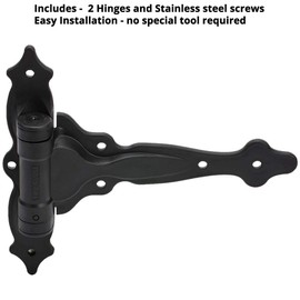 D&D Technologies TCA4S TruClose Decorative Regular Duty Gate Hinges, for Self Closing Wood Gates up to 55 Pounds, Black, 2 Count