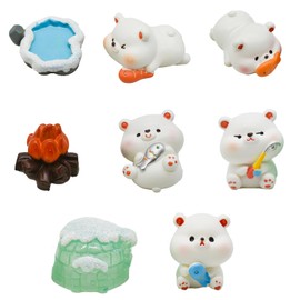 8 animals minifigure resin polar bear glacier polar bear nice animal resin figurine mini figurine white bear christmas landscape garden decoration funny decorative sculpture figure ornament small