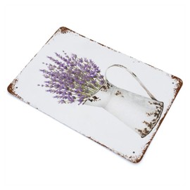 Habilboi Retro Vintage Garden Lavender Flowers Metal Tin Sign RetroTin Sign Flower Lavender Metal Wall Panel Retro Art Decoration for Home Club Cabin Garage Store Bar Cafe Farm 5.5x8inch