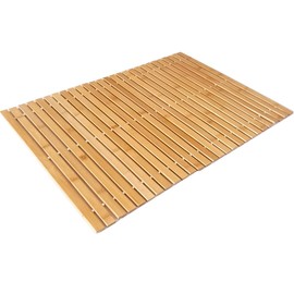 HJJKKH Bamboo Mat with 15.7X 23.6 inch,Nature Non Slip and Foldable Floor Shower Bath Mat for Bathroom,Bathtub,Shower,Sauna,Hot Tub
