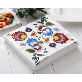 AM Décor - 20 Count Soft 3-Ply Tissue Decoupage Luncheon Paper Napkins -13" x 13" (Unfolded) (Desen Lowicki)