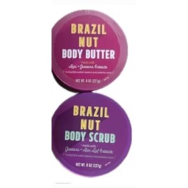 Brazil Nut Body Butter and Body Scrub 8oz each Pack of 2 (2 pack, Scrub and butter)