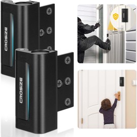Home Security Door Locks 2 Pack, Metal Door Reinforcement Locks, 3" Withstands 1000 lbs of Impact for Inward Swing Doors, Defender Door Locks for Kids Safety, Prevent Unauthorized Entry (Black)
