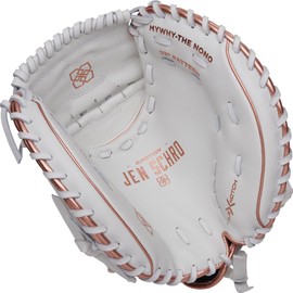 Easton | Elite Series Fastpitch Softball Catcher's Mitt | Jen Schroeder Model | 33" | Left Hand Throw | White/Rose Gold