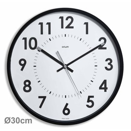 Orium Silent Clock 30 cm, Glass Plastic, Black