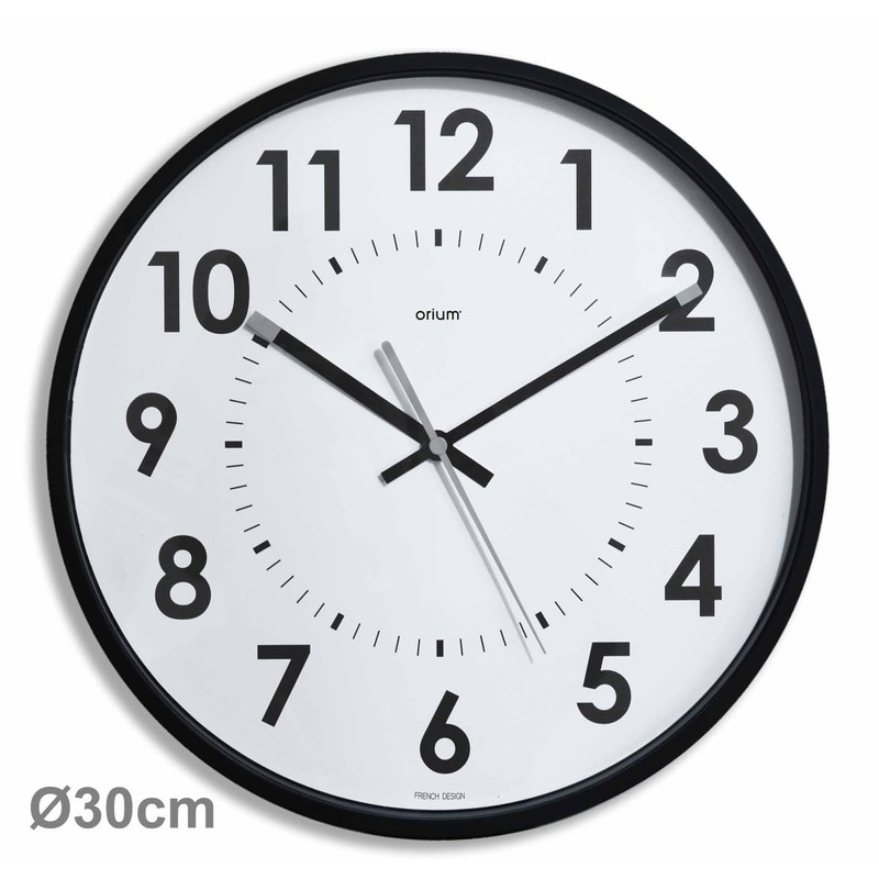 Orium Silent Clock 30 cm, Glass Plastic, Black