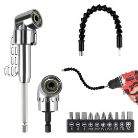 Doksvp 13-Piece Angle Screwdriver Attachment Adapter Set, 105° Angle Drill Attachment, Angle Attachment for Cordless Screwdriver, with Flexible Shaft, 1/4 Inch Hex Shank, for Garage, Construction