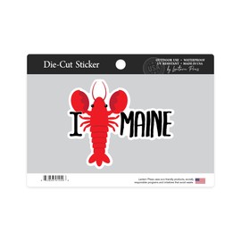 Die Cut Sticker Maine, I Lobster Maine, Vector, Contour Vinyl Sticker 3 to 6 inches, (Waterproof Decal for Cars, Water Bottles, Laptops, Coolers), Large