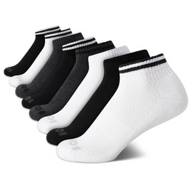 AND1 Boys Quarter Socks - 8 Pack Moisture Wicking Cushioned Athletic Basketball and Running Socks for Boys (Sizes: S-L), Size Small-Medium, Black/White