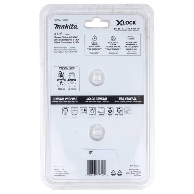 Makita E-07222 X-Lock 4-1/2" Turbo Rim Diamond Blade for Masonry