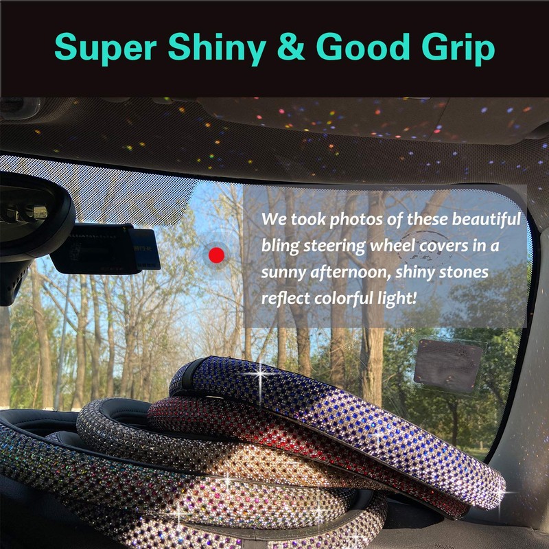 PINCTROT D Shaped Bling Comfy Steering Wheel Cover with Jumbo