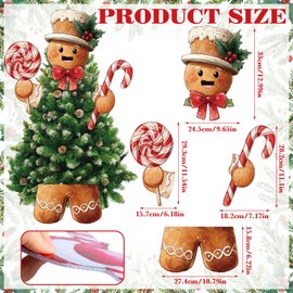 Soulchen 4 Pcs Christmas Tree Topper Gingerbread Christmas Tree Decorations Cute Gingerbread Man Candy Head Arms and Legs Ornament for Xmas Gift Party Decor Supplies