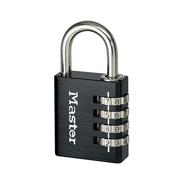 Master Lock 7640EURDBLKCC Combination Padlock in Aluminium, Black, 4 x 7.8 x 1.5 cm