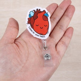 Cute Cardiac Badge Reel, Funny Heart ID Name Badge Holder with Retractable Clip, Cardiology Badge Clip for RN CNA LPN LVN Hospital Medical Worker Doctor Anatomy Nursing Student Cardiologist