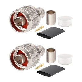 XRDS-RF 2 Pack N Male Crimp Connector 50 ohm N Male Plug Rf Crimp Connector for LMR400 Belden 9913 RG8