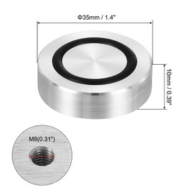 uxcell M8 Thread 35mm / 1.4" Dia 10mm Thick Aluminum Circle Disc Glass Top Adapter 4pcs Round Solid Table Feet Pad Plate Hardware with Anti-Slip Rubber Ring