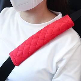 Seat Belt Cover Pad, 2-Pack Soft Car Safety Seat Belt Strap Shoulder Pad for Adults and Children, Suitable for Car Seat Belt, Backpack, Shoulder Bag, Laptop Computer Bag (Red)