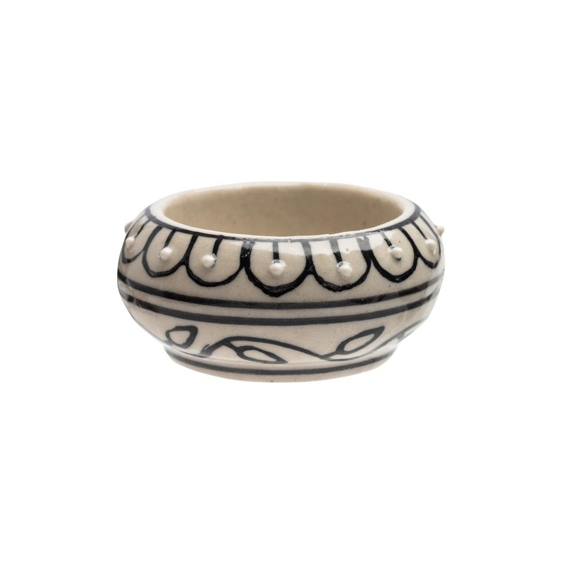 Set of 2 traditional tea light holders made of stoneware