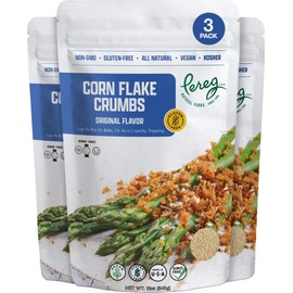 Pereg Gluten Free Cornflake Crumbs, 12 oz (3 Pack) | Crispy Breadcrumbs for Coating & Stuffing | Coat Shnitzel, Burgers, Vegetables | Kosher | Resealable Bag