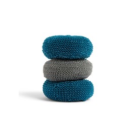 Full Circle Clean Ocean Netted Scrubbers - Set of 3 Dish Scrubbers. Non-Stick Safe. Quick Drying. Odor Resistant. Made Out of 100% Recycled Fishing Nets. Dishwasher Safe
