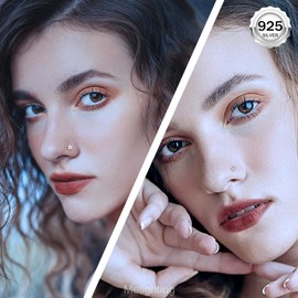 Melighting 925 S - Shape 925 Sterling Silver 20g Nose Piercing Cubic Zirconia Men Women Nose Piercing Sterling Silver Cubic Zirconia, Cubic Zirconia