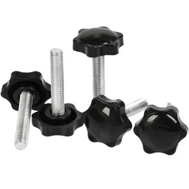 Lohill Pack of 10 M8 40 mm Thumb Screw Star Screw and Star Nut, Star Head Screw M8 x 40 Thread Clamping Knob Black Plastic Hand Knob Star Shape Screw on Knob for Machine Tools