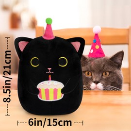 Yamepuia Black Cat Plush Toys - Cat Stuffed Animal,Kawaii Cat Plush Pillow Stuffed Birthday Toys for Kids Birthday