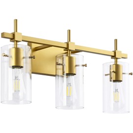 SOLFART Gold 3 Lights Bathroom Light Fixtures for Mirror Vanity Lights Bathroom Vanity Light Wall Sconce
