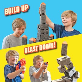 Blaster Blocks: Castle Pack - Buildable & Destroyable Targets for Nerf Guns - for Kids Aged 6+ - Extreme Target Game & Challenge - Fun Shooting Practice Accessories for Dart Ball Gel Ammo