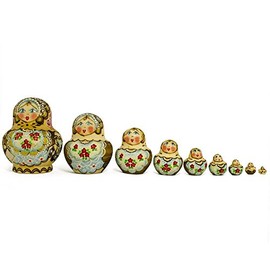 BestPysanky Set of 10 Pyrography Wood Burned Russian Nesting Dolls 5 Inches
