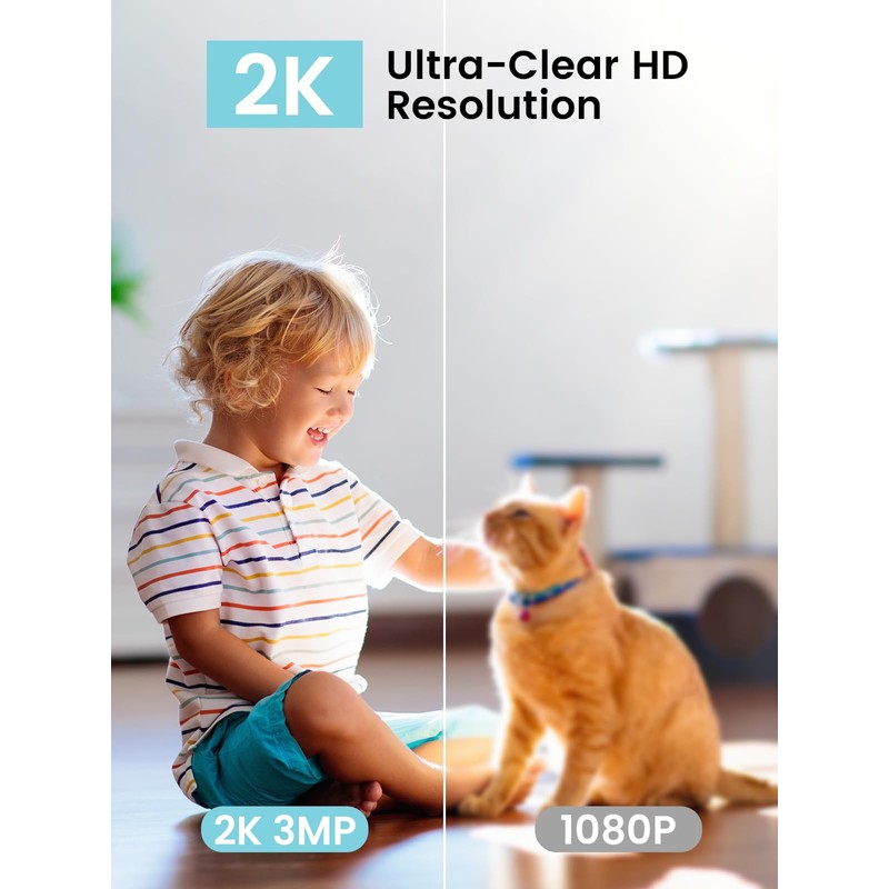 AKINGUAR 2K Indoor Surveillance Camera, WiFi Camera Surveillance 3MP FHD