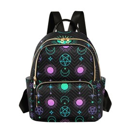 ISAOA Women Backpack Purse little Backpack Anti Theft Mystical Esoteric Pattern with Sun Moon and Star Rucksack Lovely Shoulder Bags Backpack for Ladies Girls Light Weight Mini Daily Backpack