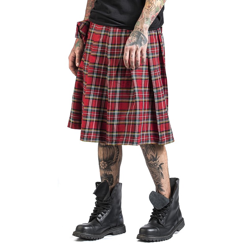 Banned Alternative Fear is Over Kilt Men's Mid-Length Skirt, Red,