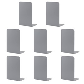 MSDADA Sujetalibros para estantes de libros, sujetalibros para oficina, extremos de libros para libros pesados, soportes de sujetalibros de metal, sujetalibros de estilo minimalista moderno, gris (4 pares/8 piezas)