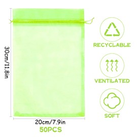 Grape Protection Bags, Pack of 50 Grape Protection Bags with Drawstring, Fruit Protection Bag, Organza Bag, Net Garden Mesh Bag Protection, for Protection Against Birds, Cherry Vinegar Fly and Other